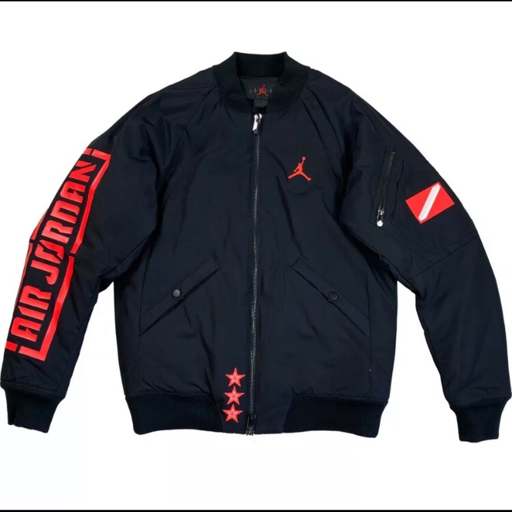 Nike Air Jordan Sportswear 1 Bomber Jacket Black - Picture 1 of 6